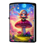 エルフはキノコと一緒のジッポーライターZIPPO