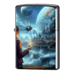 異性にやってきた女性が火をつけているジッポーライターZIPPO