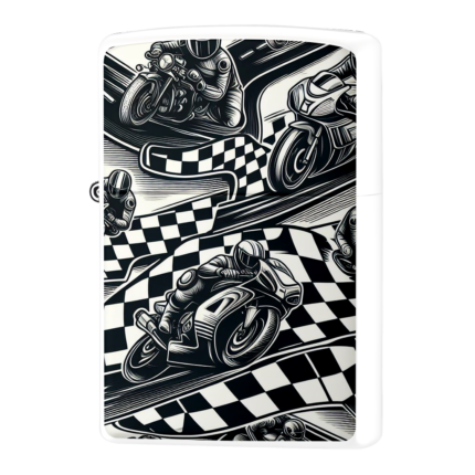 チェッカーフラッグモノクロバイクジッポーライターZIPPO