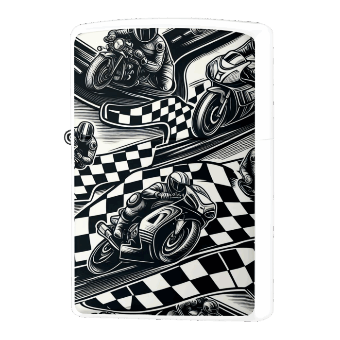 チェッカーフラッグモノクロバイクジッポーライターZIPPO