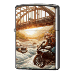 川を渡るライダーの女の子ジッポーライターZIPPO