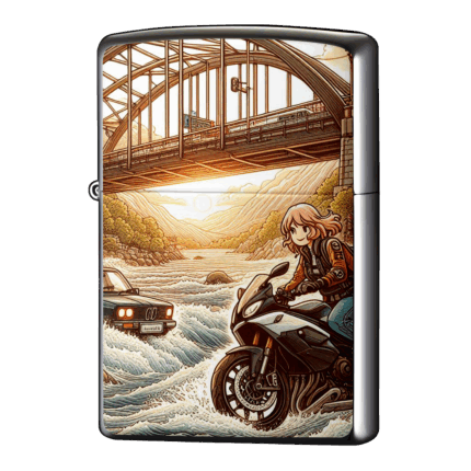川を渡るライダーの女の子ジッポーライターZIPPO