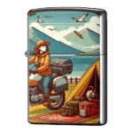 テントを河口湖でキャンプジッポーライターZIPPO