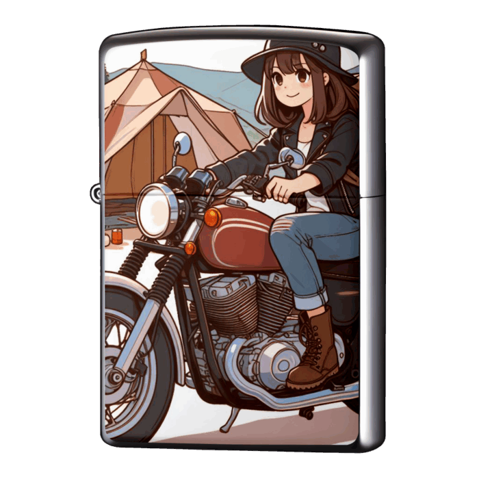 キャンプツーリングは楽しい女の子ジッポーライターZIPPO