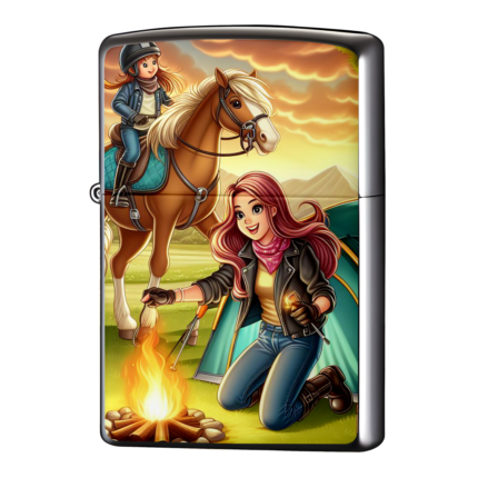 焚火をするライダーと馬乗りライダージッポーライターZIPPO