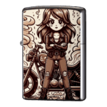 膝すりむくぐらい攻めてる女の子のバイクジッポーライターZIPPO