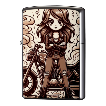 膝すりむくぐらい攻めてる女の子のバイクジッポーライターZIPPO