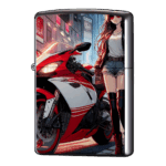 レーサーレプリカと女の子のバイクジッポーライターZIPPO