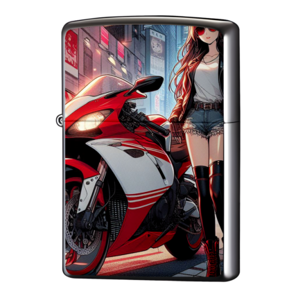レーサーレプリカと女の子のバイクジッポーライターZIPPO