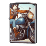 女の子が乗ったアメリカンバイクジッポーライターZIPPO