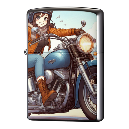 女の子が乗ったアメリカンバイクジッポーライターZIPPO