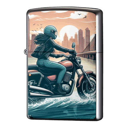 水面を駆け抜ける女性ライダージッポーライターZIPPO