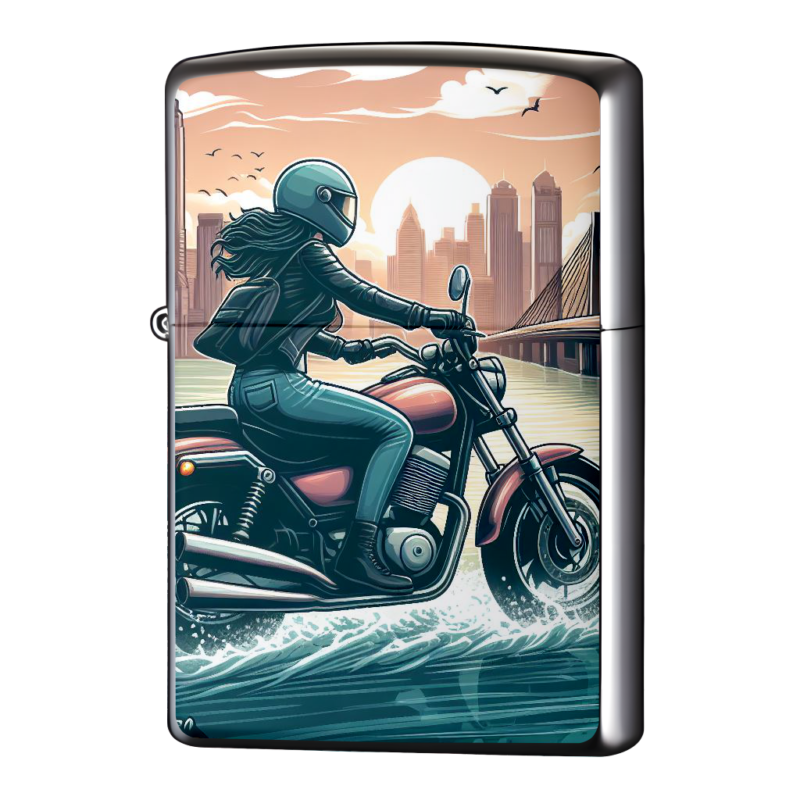 水面を駆け抜ける女性ライダージッポーライターZIPPO
