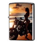 Vツイン水着美女バイクと海ジッポーライターZIPPO