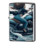 爽快に走る女性ライダーのジッポーライターZIPPO