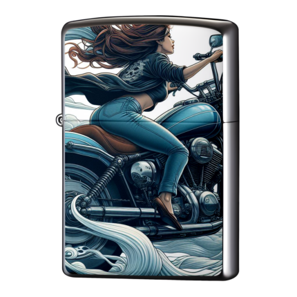 爽快に走る女性ライダーのジッポーライターZIPPO
