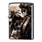 Vツインのバイクとかっこいい女性ジッポーライターZIPPO