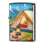 キャンプセットとランタンとライダーがジッポーライターZIPPO