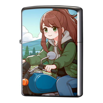 山にやってきた女の子ライダーがジッポーライターZIPPO
