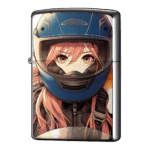 ピンク髪のフルフェイスヘルメット女子ジッポーライターZIPPO