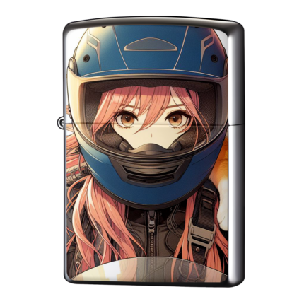 ピンク髪のフルフェイスヘルメット女子ジッポーライターZIPPO