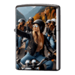 ツーリングで出会った女子の記念写真ジッポーライターZIPPO