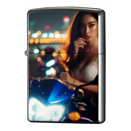 夜景とライダーと女の子バイクジッポーライターZIPPO