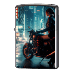 ニーソ美女とストリートバイクジッポーライターZIPPO