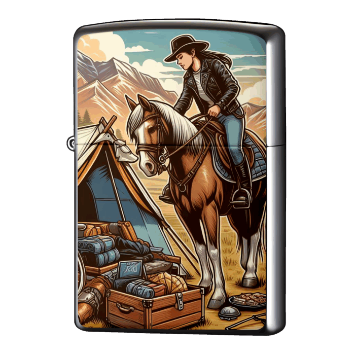 バイクと馬を交換したレディースライダージッポーライターZIPPO