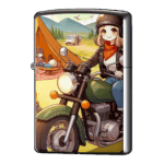 キャンプツーリング中のお姉さんジッポーライターZIPPO