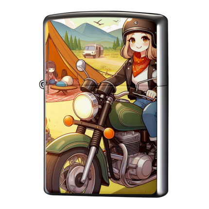 キャンプツーリング中のお姉さんジッポーライターZIPPO