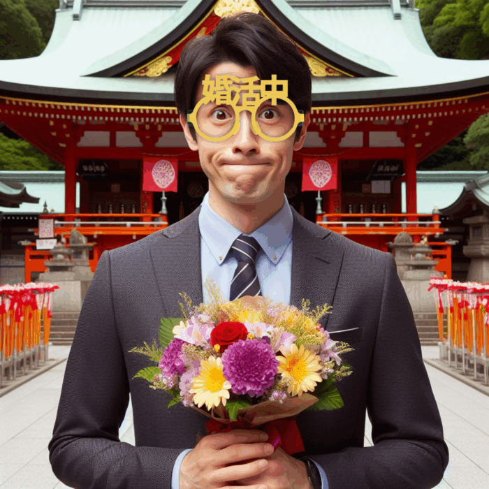 婚活中の男が伊達眼鏡で祈願