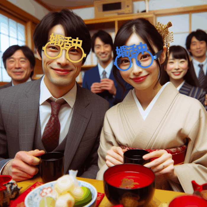 婚活中の男女が伊達眼鏡