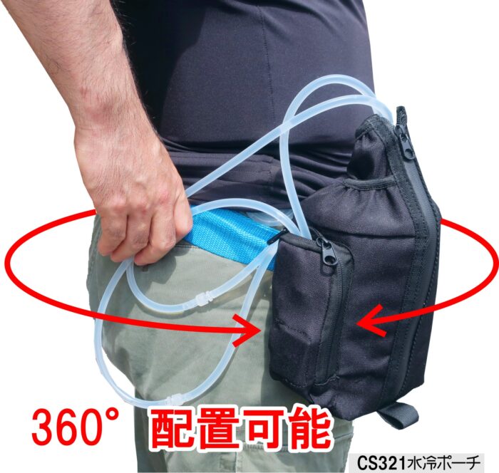 快適なボトル交換 腰から離さずとも、ぐるりと回せる、CS321ポーチ、ボトル交換時に快適に作業できます。