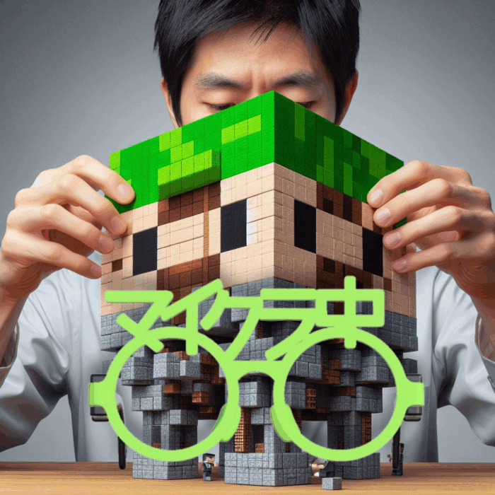 マインクラフト仕様 3Dプリント伊達眼鏡　グリーン