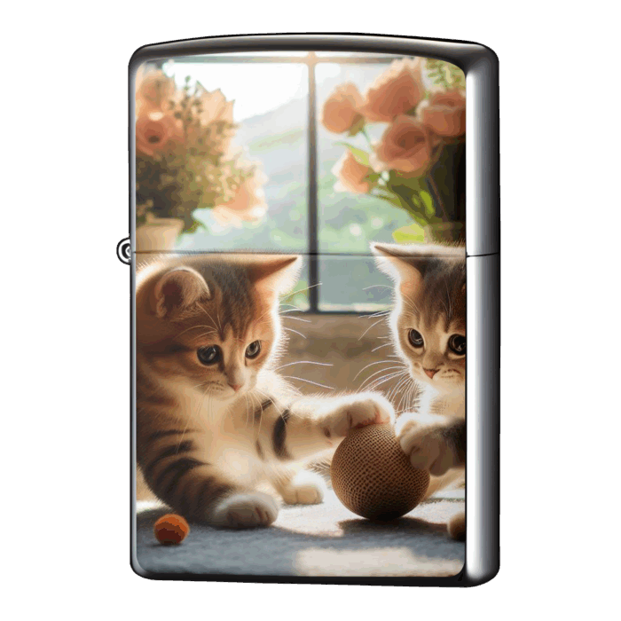 ボールの取り合いネコジッポーライターZIPPO