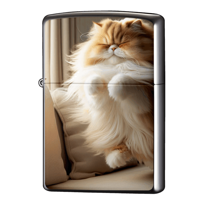 猫飛び上がるモフモフ猫ジッポーライターZIPPO