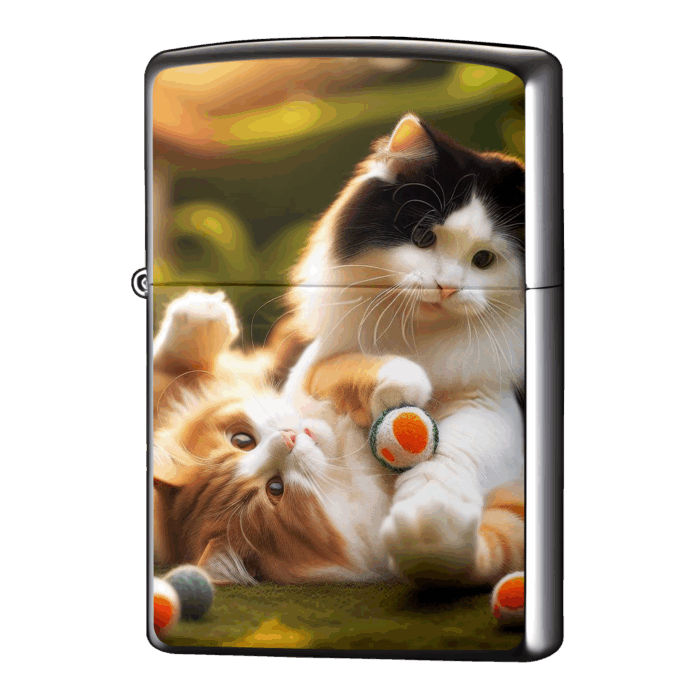 じゃれあうにゃんこの猫ジッポーライターZIPPO