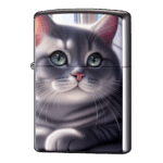すました顔したロシアンブルーにゃんこかわいいジッポーライターZIPPO
