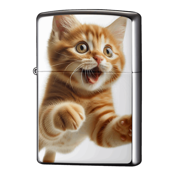 猫が飛び上がるジッポーライターZIPPO