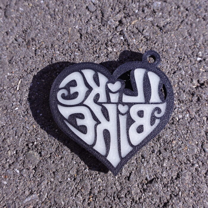 ハート形「I LIKE BIKE」蓄光キーホルダー