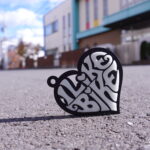 ハート形「I LIKE BIKE」蓄光キーホルダー