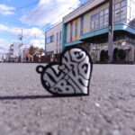 ハート形「I LIKE BIKE」蓄光キーホルダー