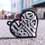 ハート形「I LIKE BIKE」蓄光キーホルダー