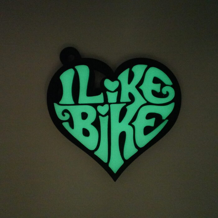ハート形の「I LIKE BIKE」蓄光キーホルダー　アイライクバイク - 画像 (21)