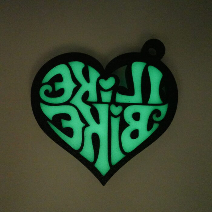 ハート形の「I LIKE BIKE」蓄光キーホルダー　アイライクバイク - 画像 (22)