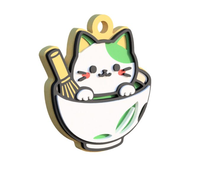 抹茶猫キーホルダー　MATCHA CAT